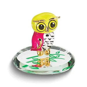Glass Baron Little Pink and Yellow Owl Owlet Figurine