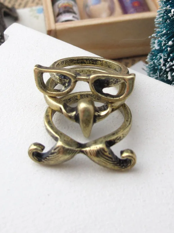 glasses nose mustache ring set