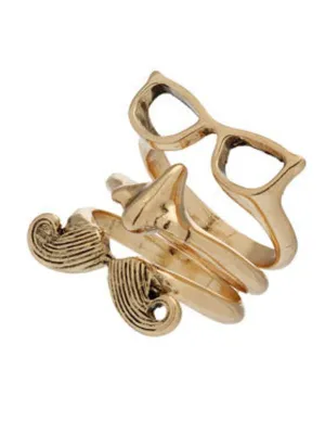 glasses nose mustache ring set