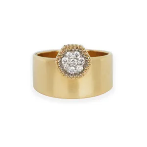 Gold & Diamond Wide Hexagon Ring