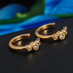 Gold Crystal Round Earring