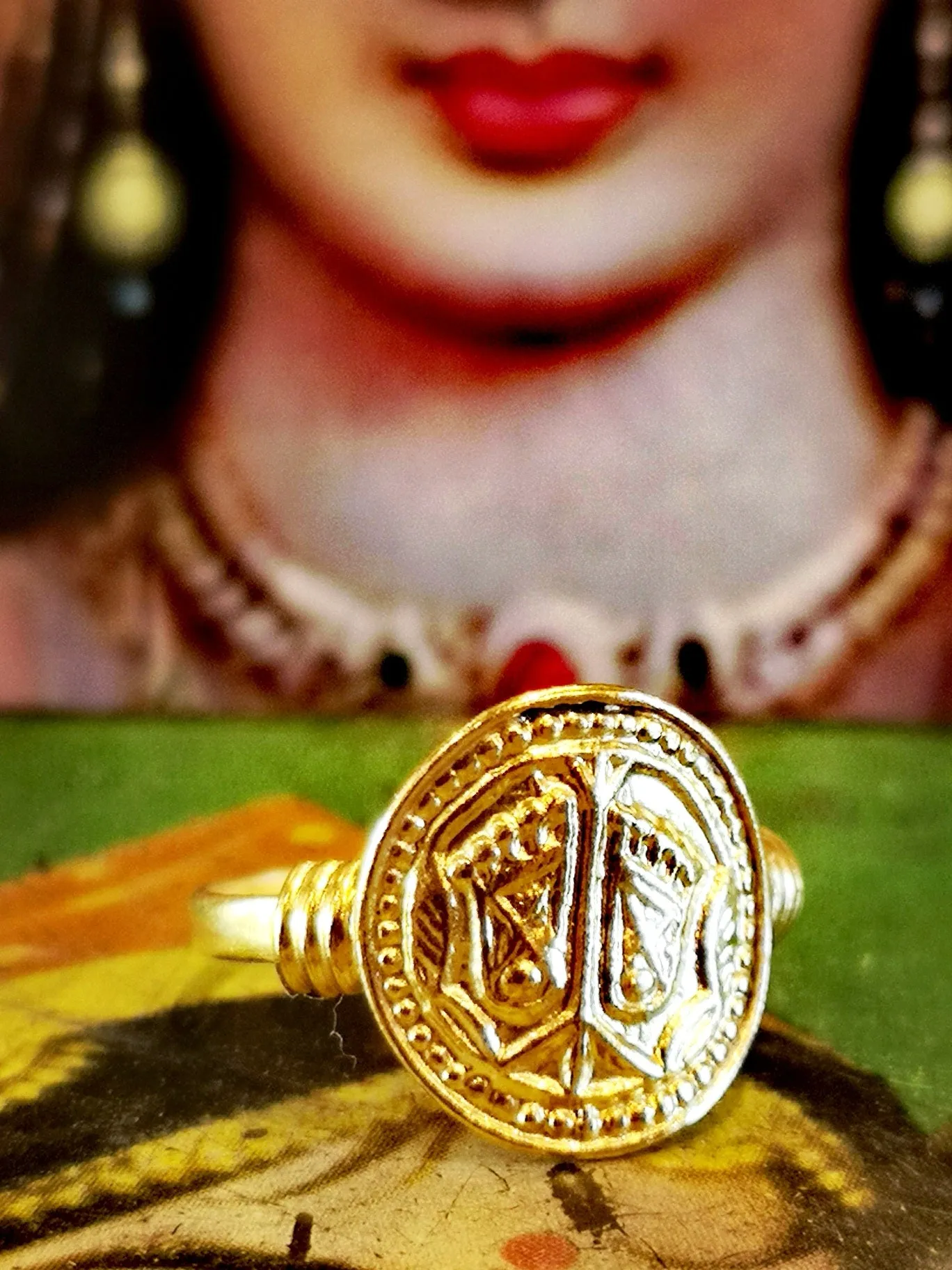 Gold plated god amulet rings