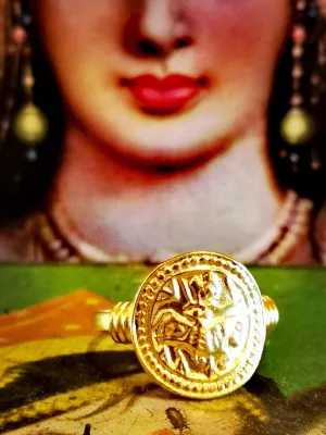 Gold plated god amulet rings
