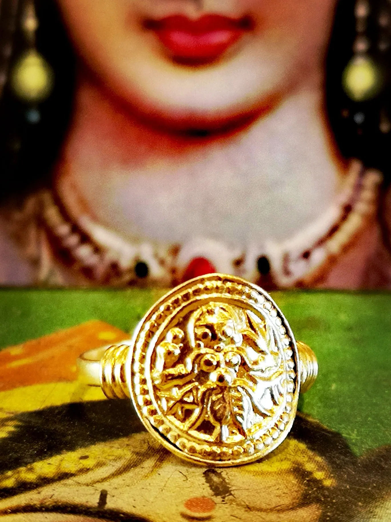 Gold plated god amulet rings