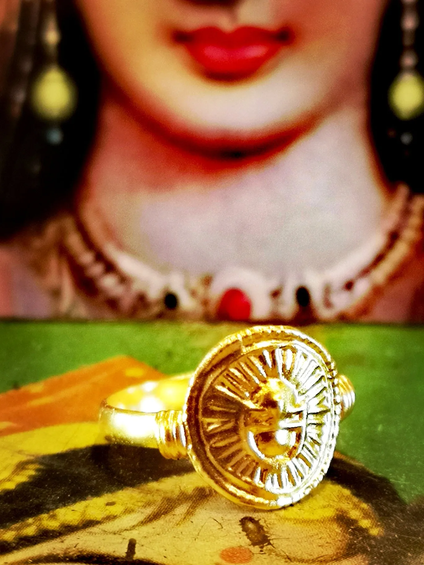 Gold plated god amulet rings