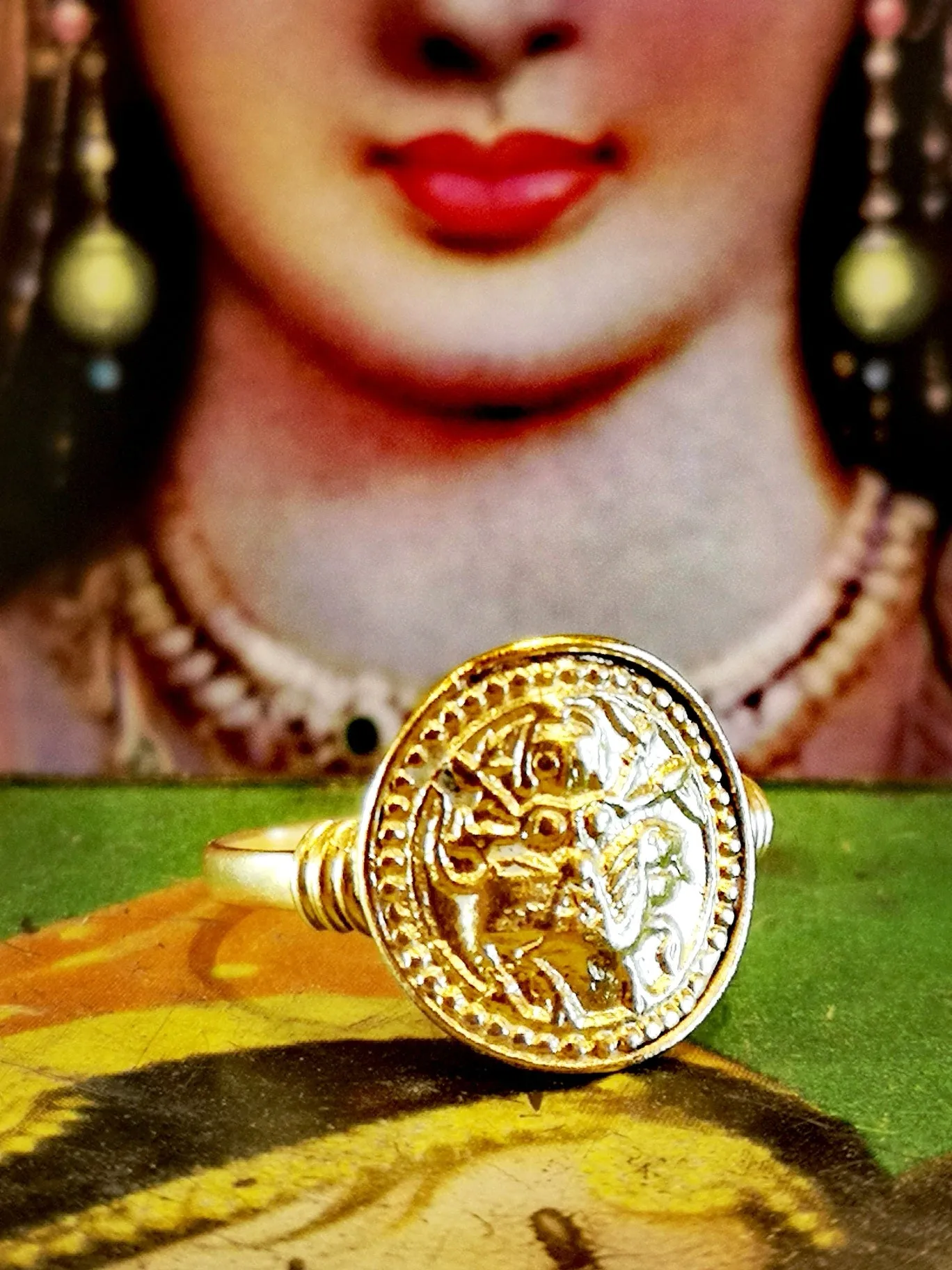 Gold plated god amulet rings