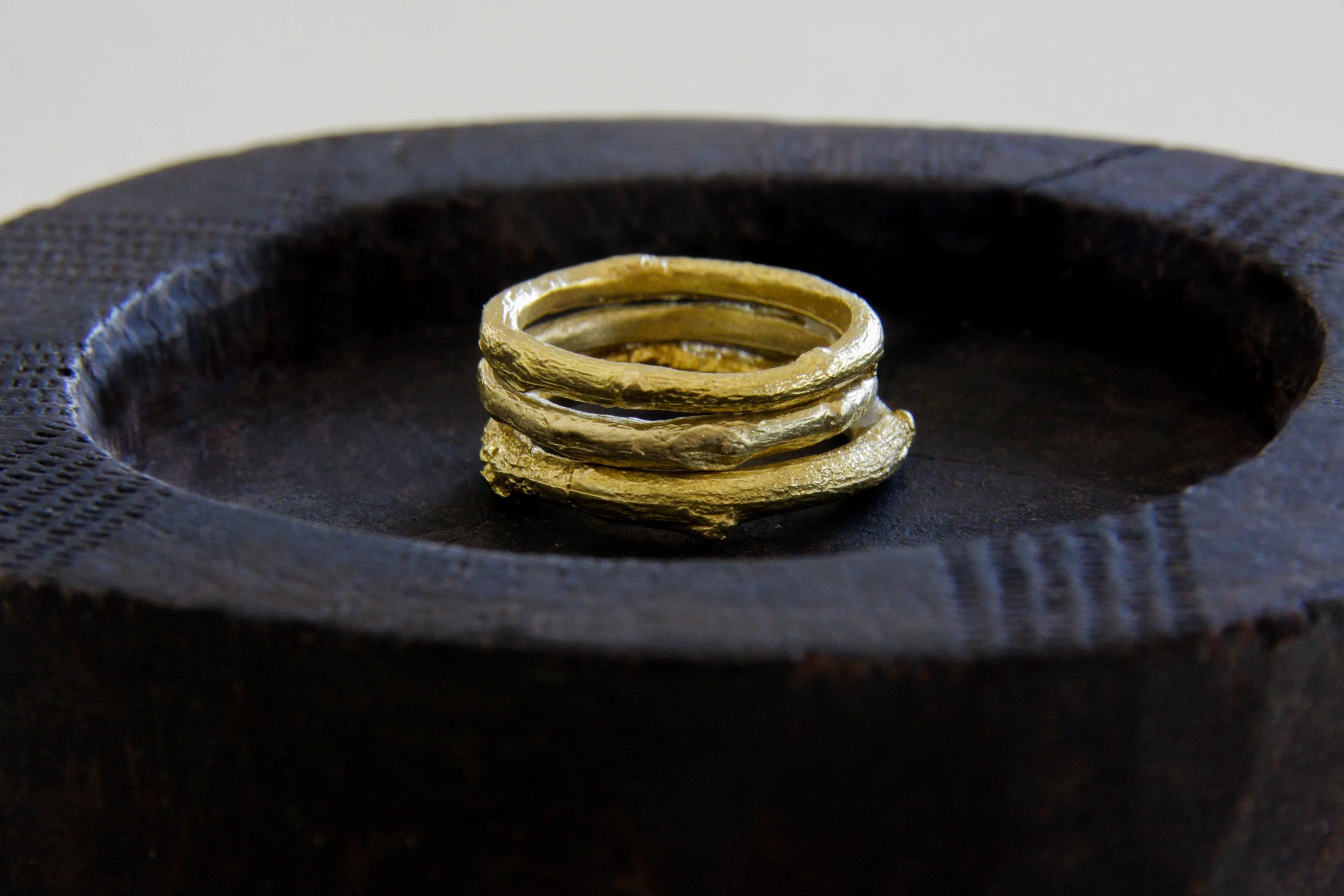 Gold Stacking Branch 3 Rings Set