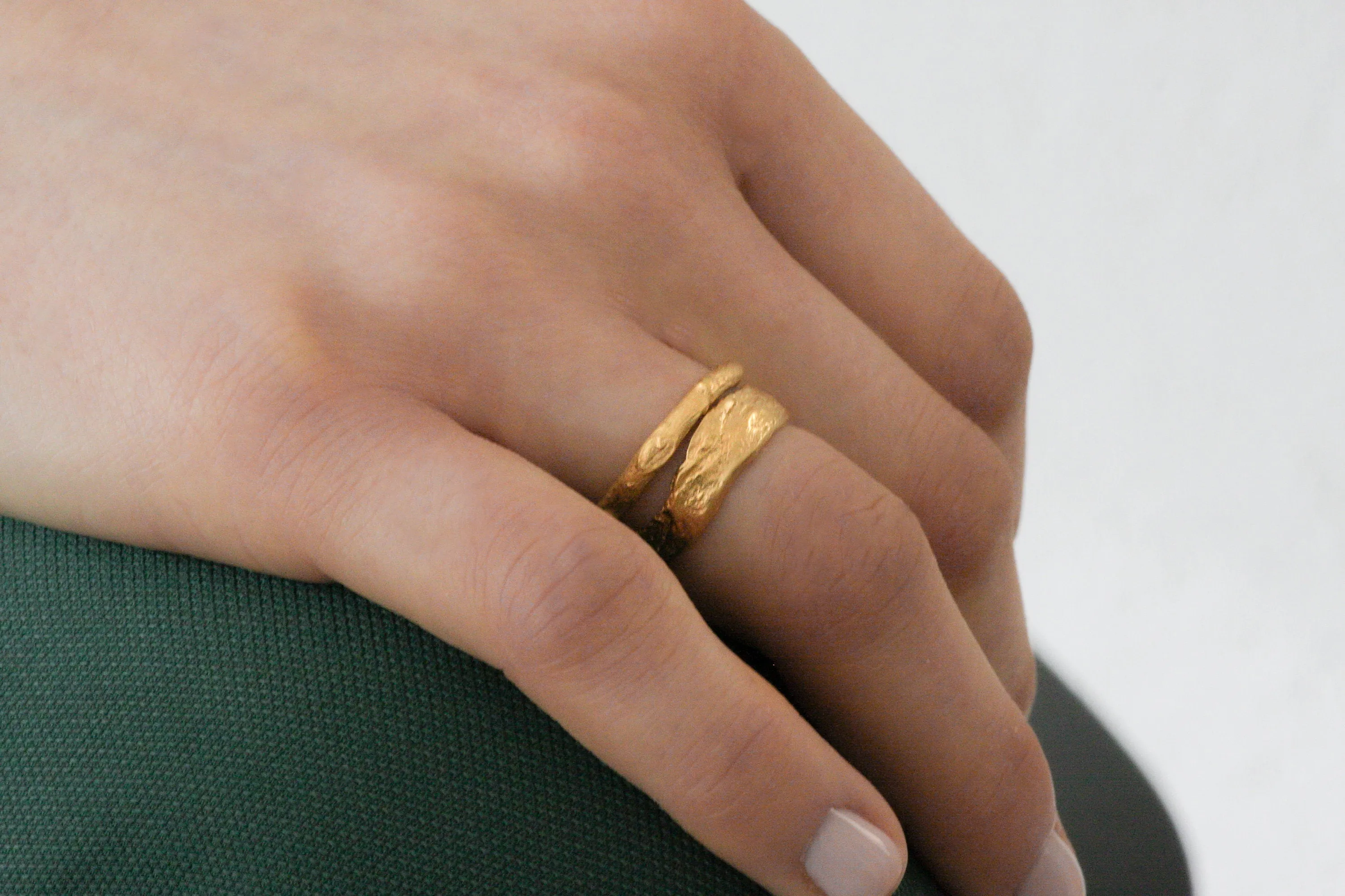 Gold Stacking Branch 3 Rings Set