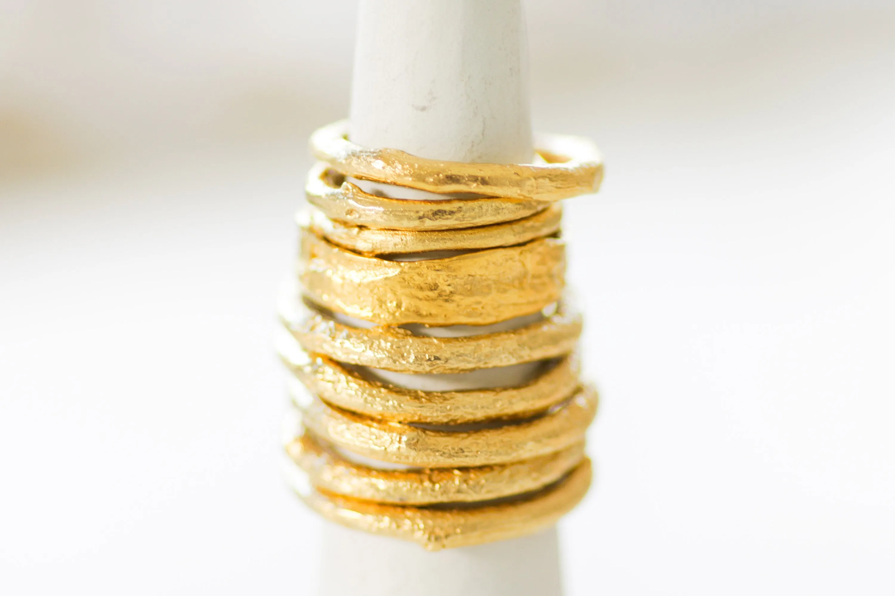 Gold Stacking Branch 3 Rings Set