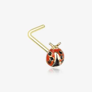 Golden Adorable Dainty Ladybug L-Shaped Nose Ring