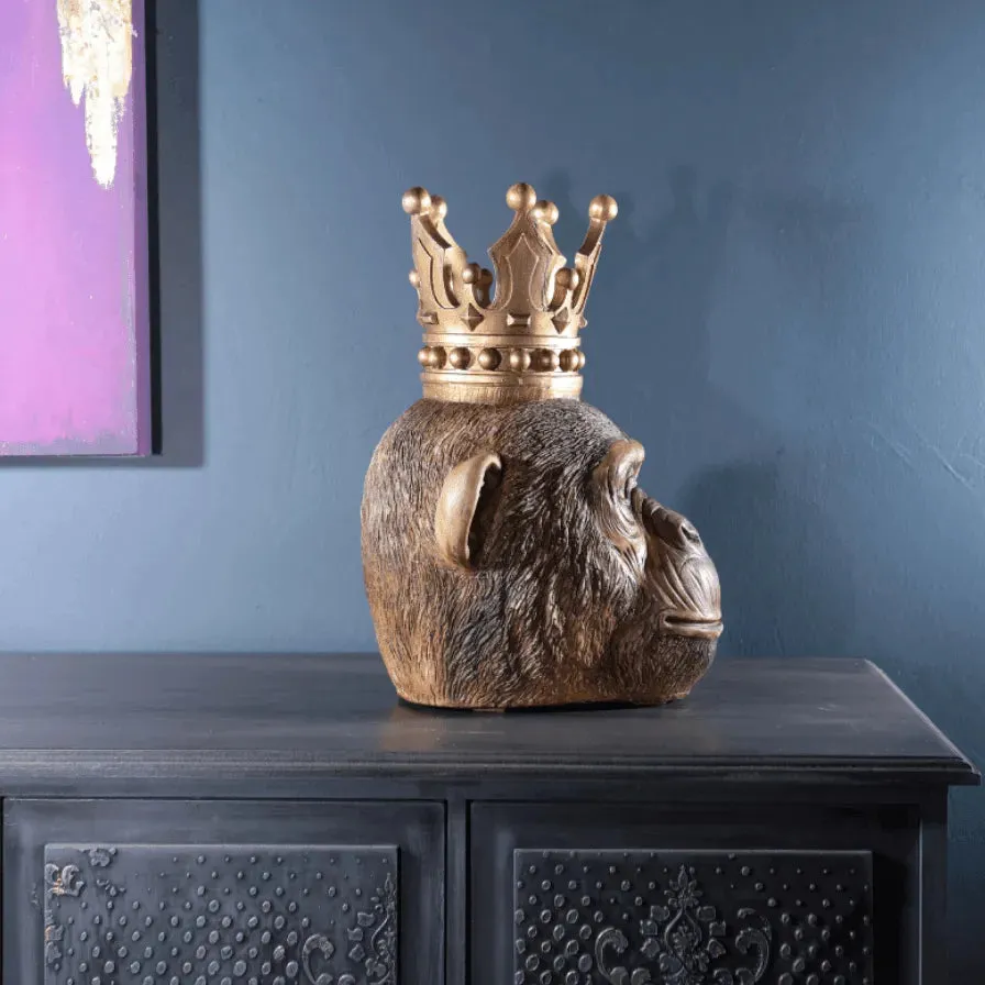 Golden Crown Monkey King Decor Statue