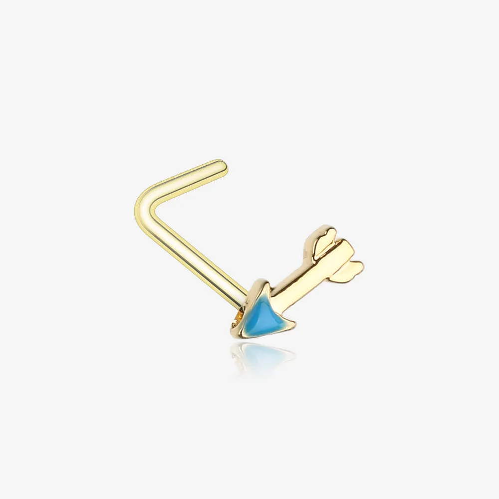 Golden Dainty Arrow L-Shaped Nose Ring