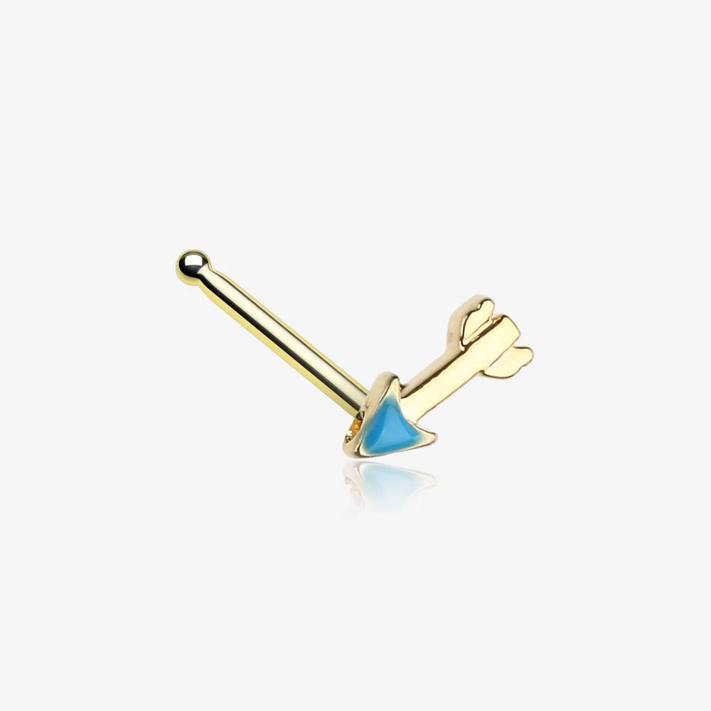 Golden Dainty Arrow Nose Stud Ring
