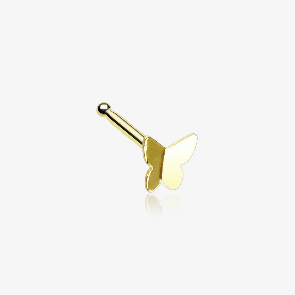 Golden Dainty Butterfly Icon Nose Stud Ring