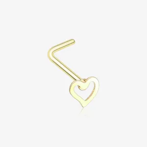 Golden Dainty Heart Icon L-Shaped Nose Ring