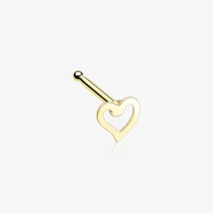 Golden Dainty Heart Icon Nose Stud Ring