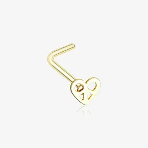Golden Dainty Pretzel Heart Icon L-Shaped Nose Ring