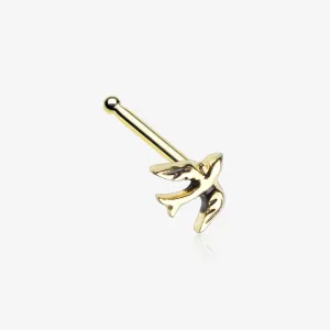 Golden Dainty Swallow Bird Nose Stud Ring