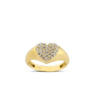Golden Heart Pave  Harmony Pinky Ring