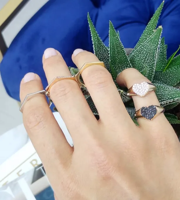 Golden Heart Pave  Harmony Pinky Ring