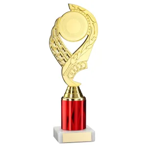 Gold/Red 'Olympic' Plastic Award On Marble Base With Tube Riser