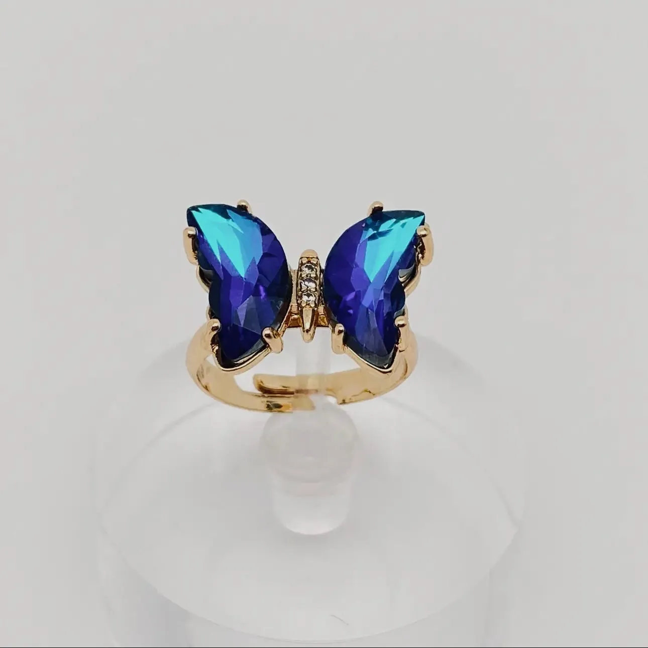 Gradient Glass Butterfly Ring