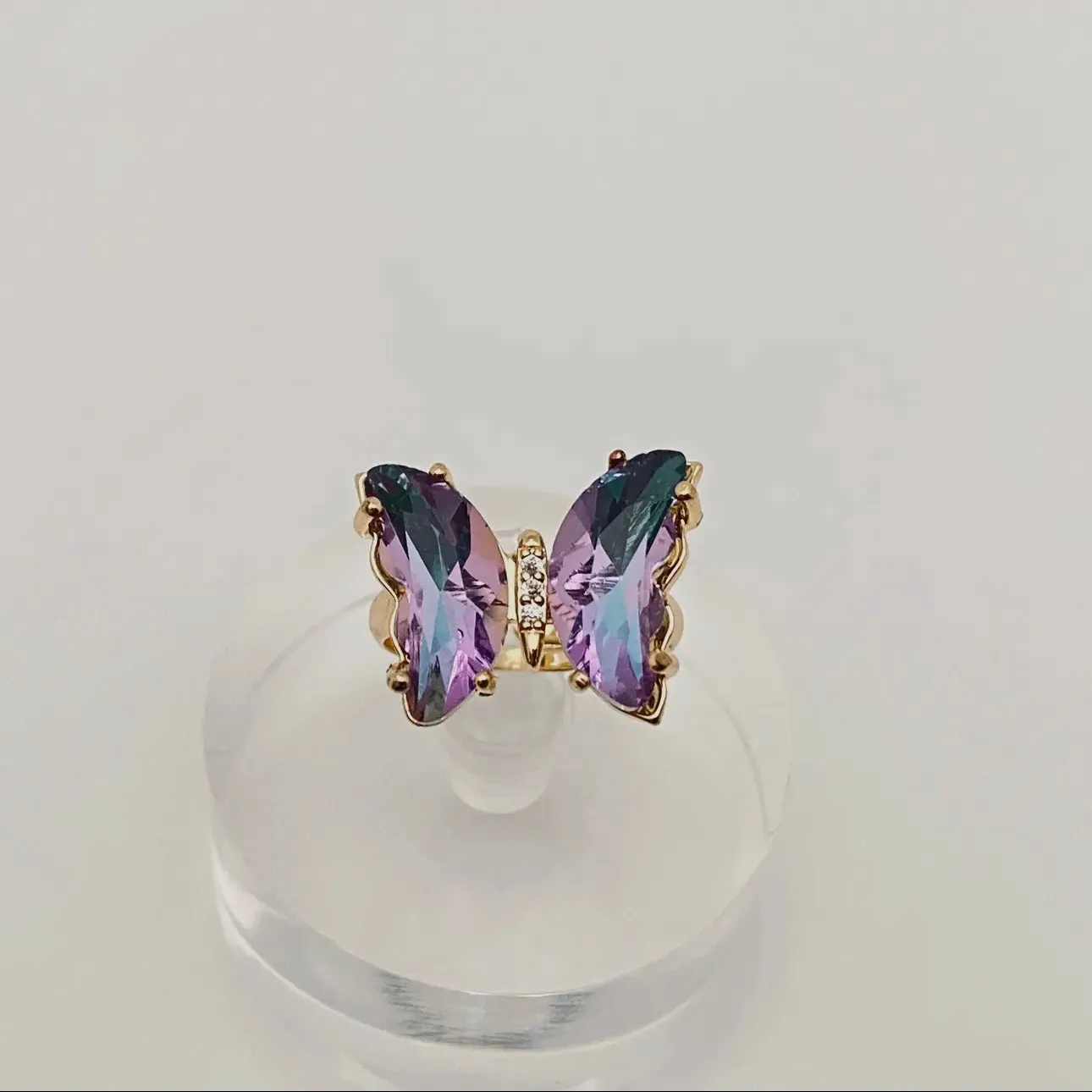 Gradient Glass Butterfly Ring