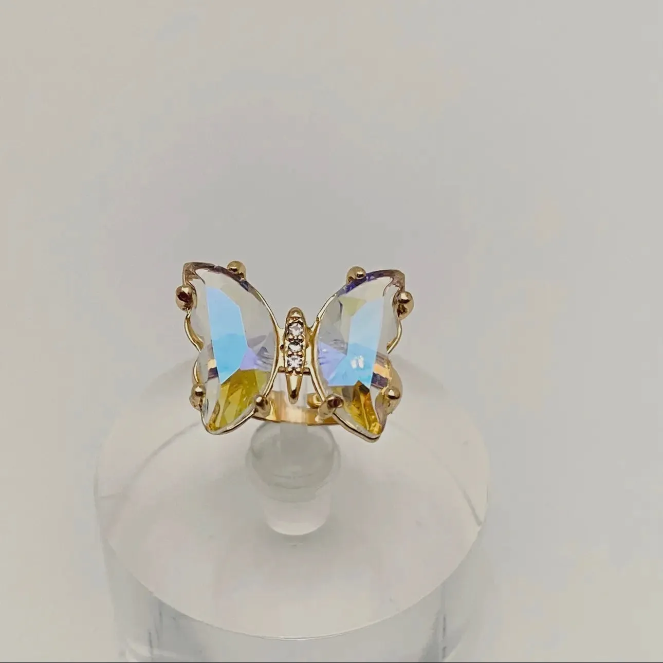 Gradient Glass Butterfly Ring
