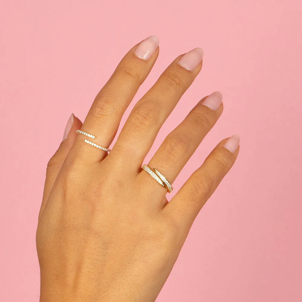 Graduated Pavé Claw Wrap Ring