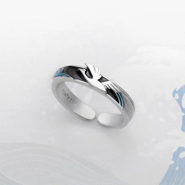 Great Wave Off Kanagawa Couple Rings