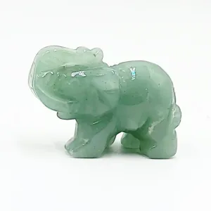 Green Aventurine Elephant Figurine 2" 50mm