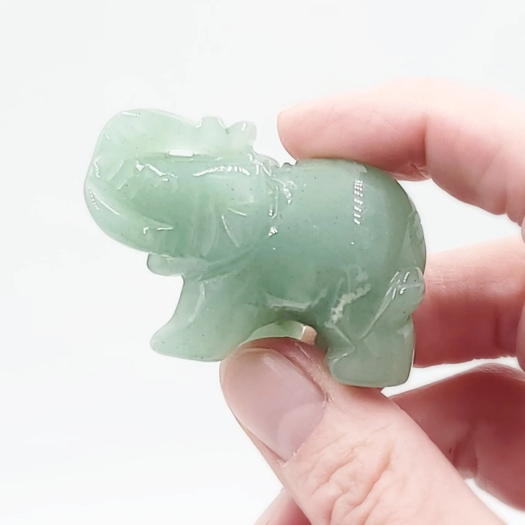 Green Aventurine Elephant Figurine 2" 50mm