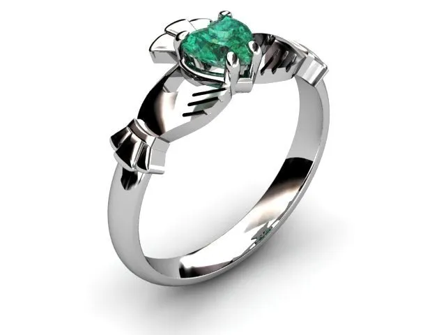GREEN QUARTZ PLATINUM Claddagh Ring