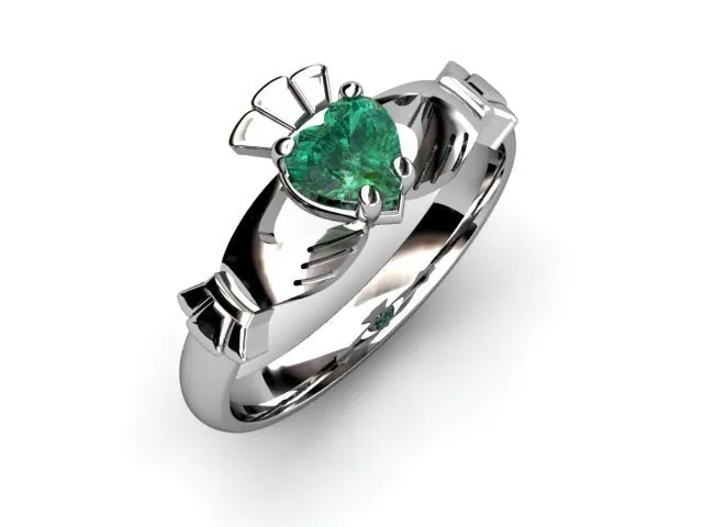 GREEN QUARTZ PLATINUM Claddagh Ring
