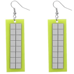 Green Rectangular Reflector Drop Earrings