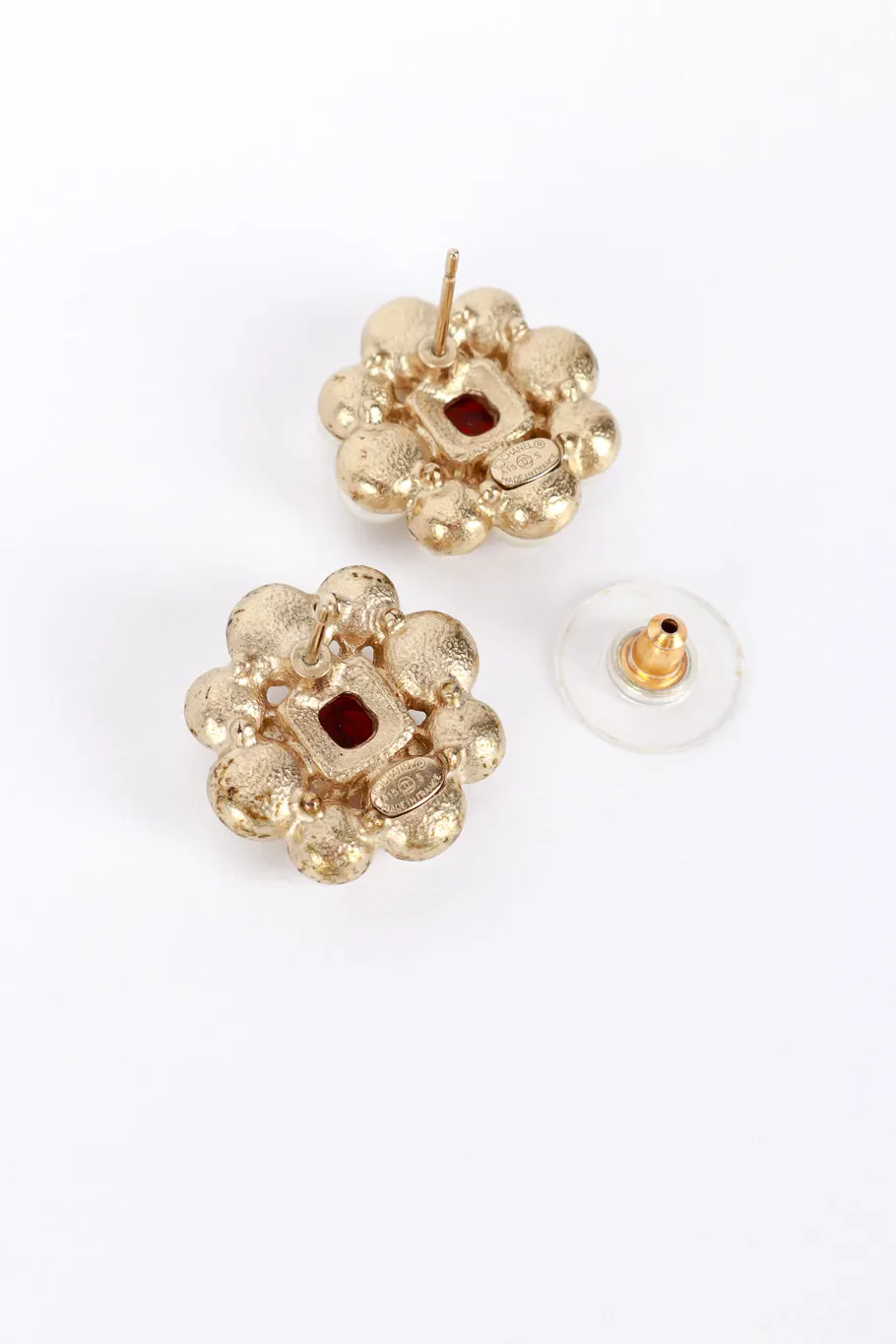 Gripoix Pearl Flower Earrings