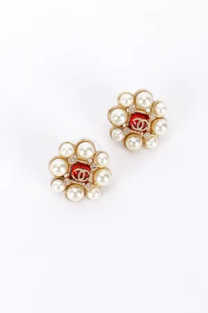 Gripoix Pearl Flower Earrings