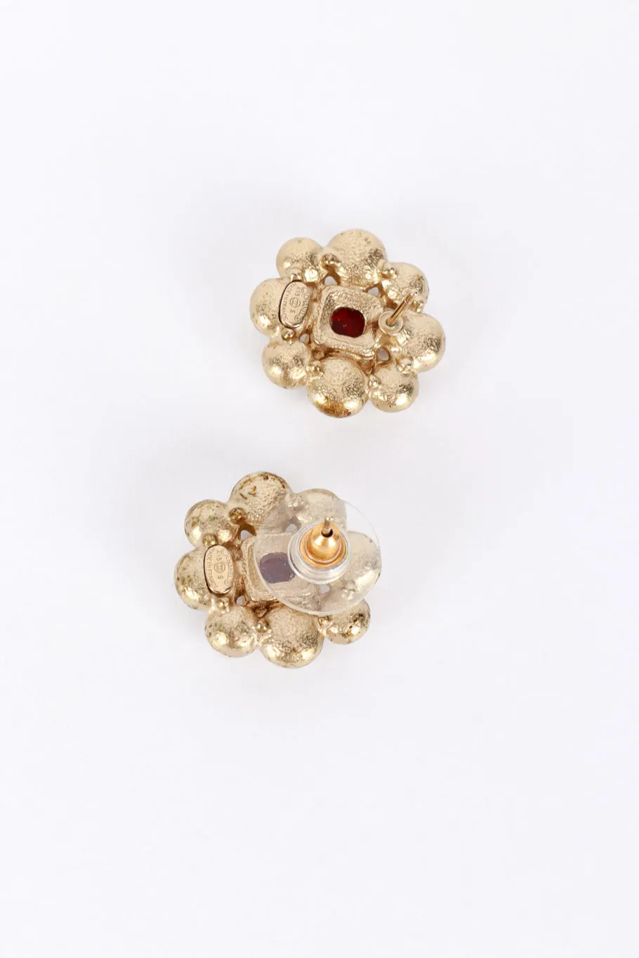 Gripoix Pearl Flower Earrings