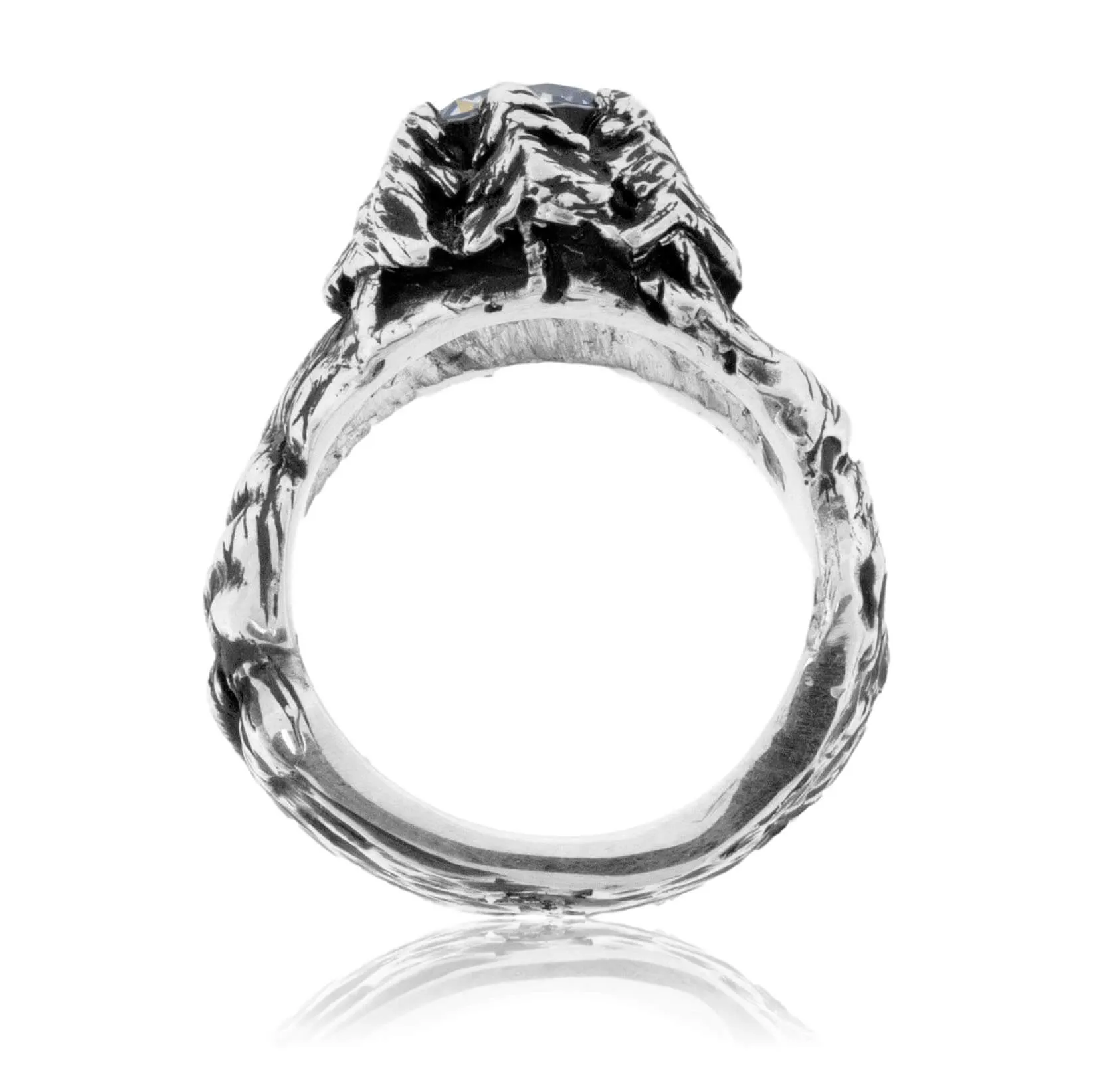 Hand Carved Mountain & Tree Inspired Engagement Ring