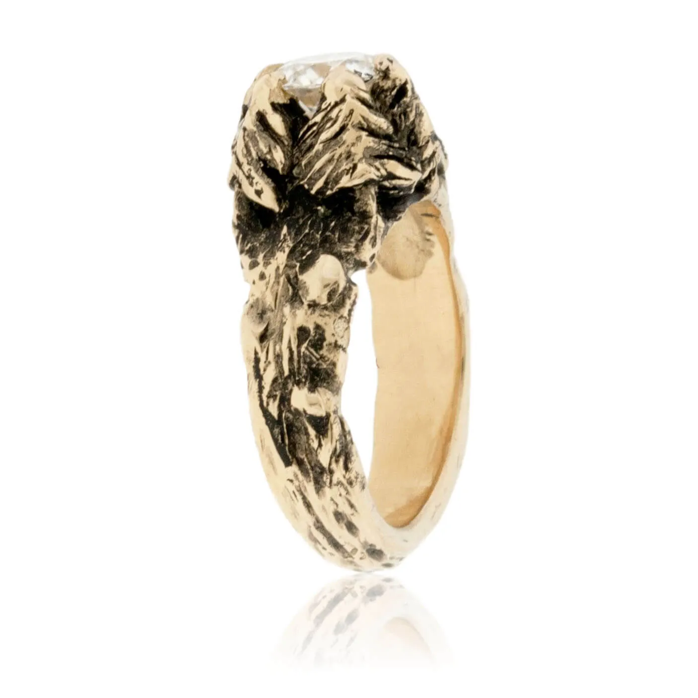 Hand Carved Mountain & Tree Inspired Engagement Ring