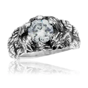 Hand Carved Mountain & Tree Inspired Engagement Ring