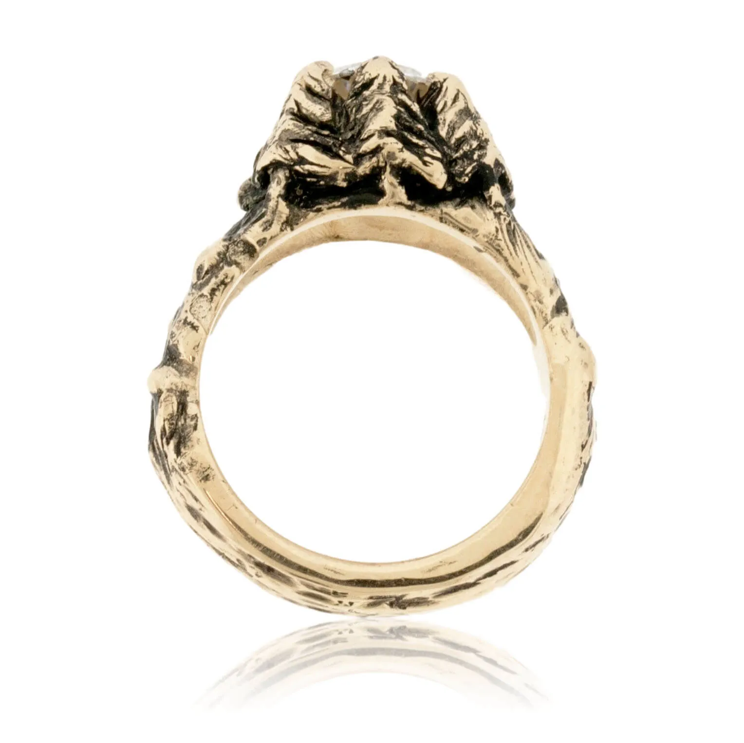 Hand Carved Mountain & Tree Inspired Engagement Ring