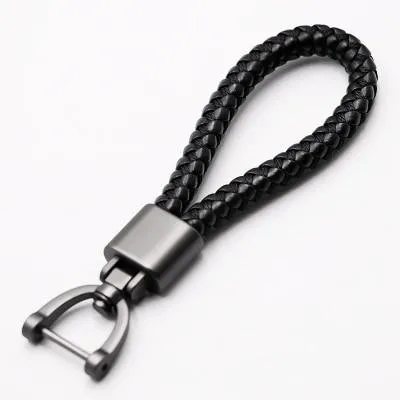 Hand Woven Horseshoe Buckle Leather Car Key Chain/Key Rings Holder