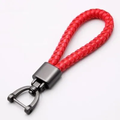 Hand Woven Horseshoe Buckle Leather Car Key Chain/Key Rings Holder