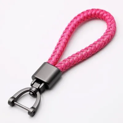 Hand Woven Horseshoe Buckle Leather Car Key Chain/Key Rings Holder