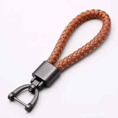 Hand Woven Horseshoe Buckle Leather Car Key Chain/Key Rings Holder