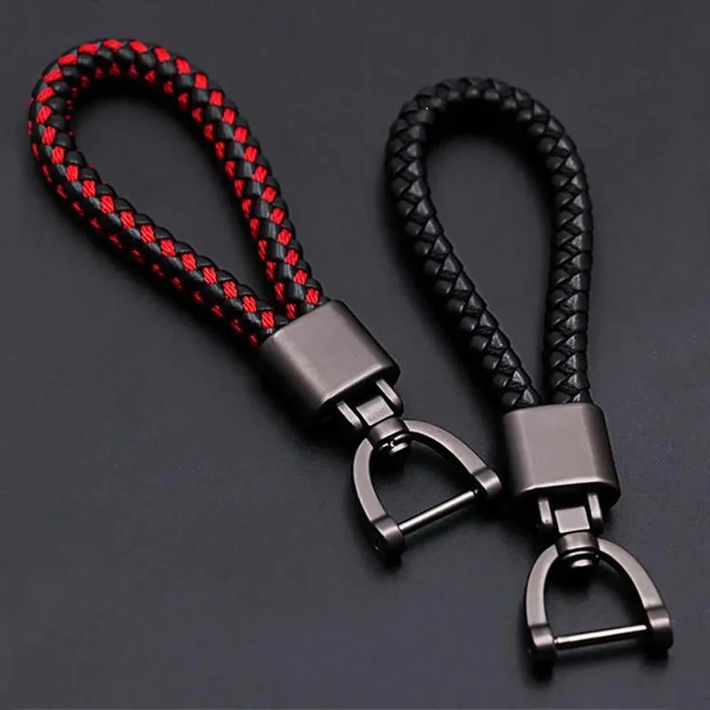 Hand Woven Horseshoe Buckle Leather Car Key Chain/Key Rings Holder