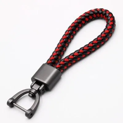 Hand Woven Horseshoe Buckle Leather Car Key Chain/Key Rings Holder