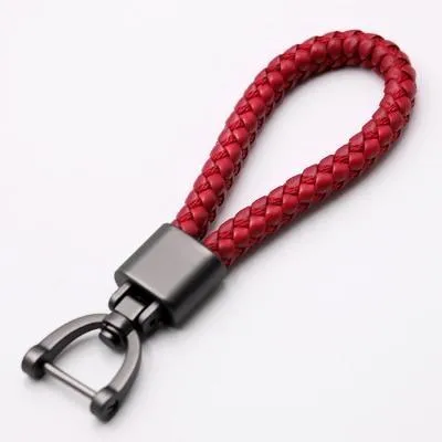 Hand Woven Horseshoe Buckle Leather Car Key Chain/Key Rings Holder
