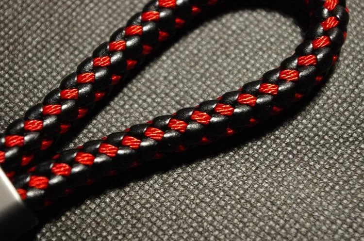 Hand Woven Horseshoe Buckle Leather Car Key Chain/Key Rings Holder